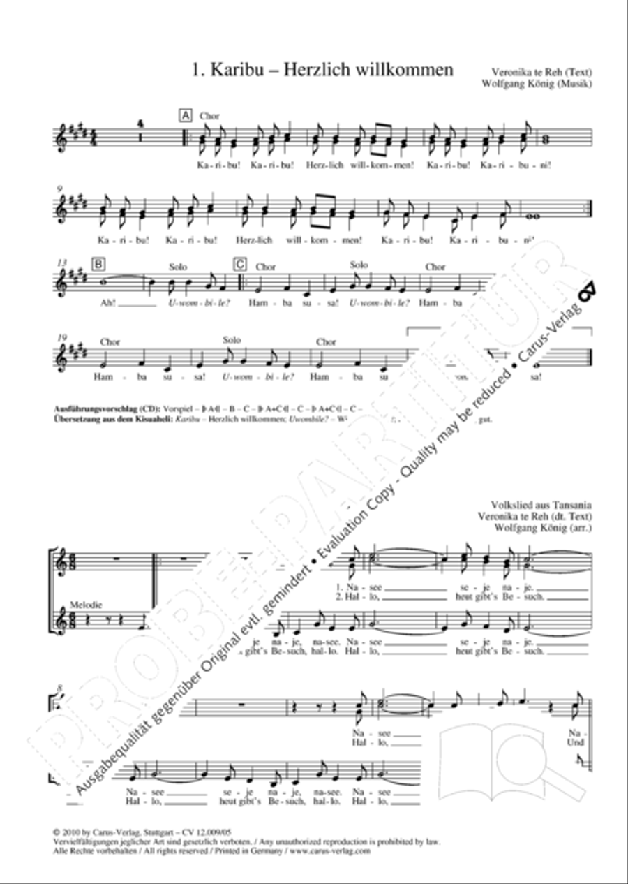 Freundschaft mir Afrika. 15 deutsch-afrikanische Lieder Choir scores gallery preview page 3