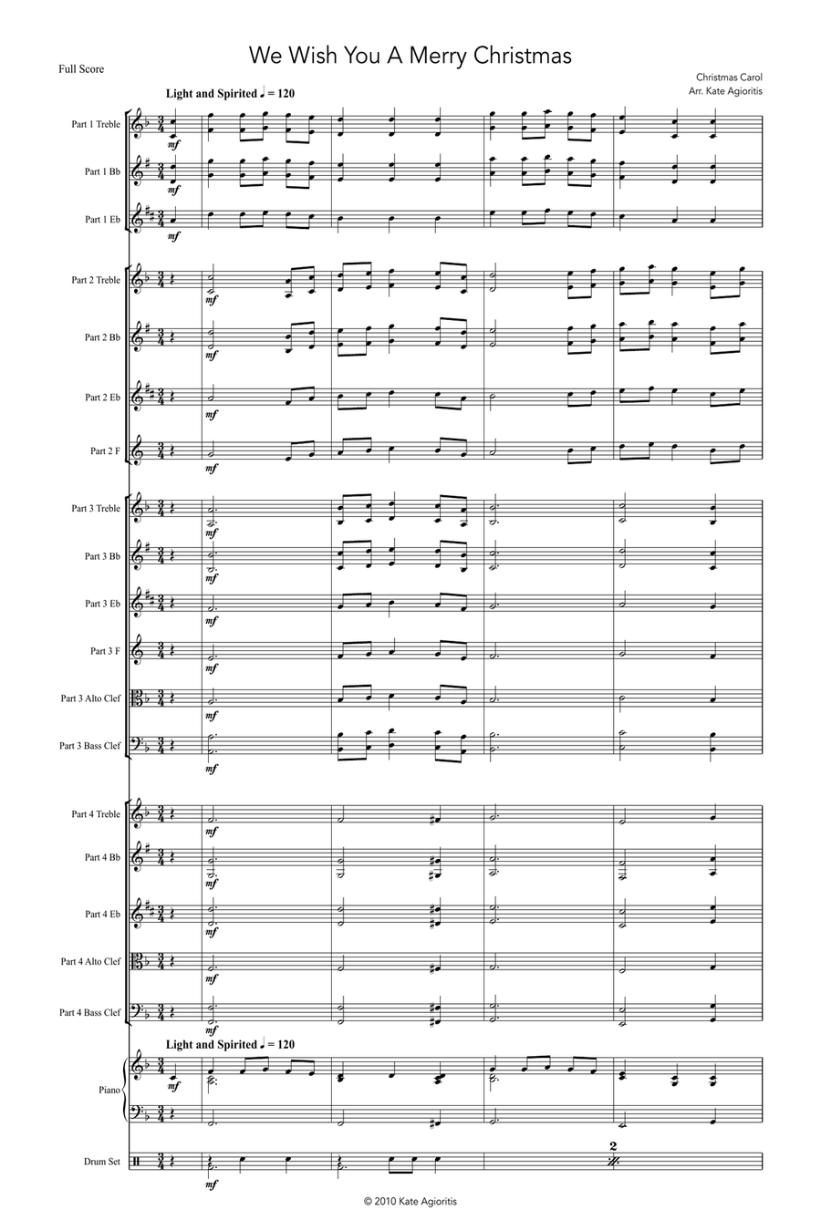 We Wish You A Merry Christmas - Flexible Instrumentation Concert Band scores gallery preview page 3