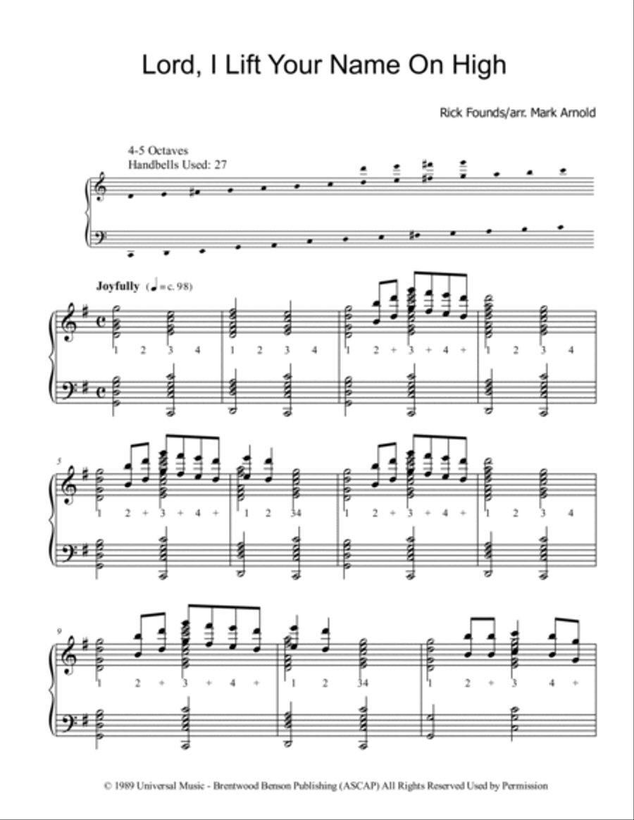 Lord, I Lift Your Name On High Handbell Choir scores gallery preview page 2