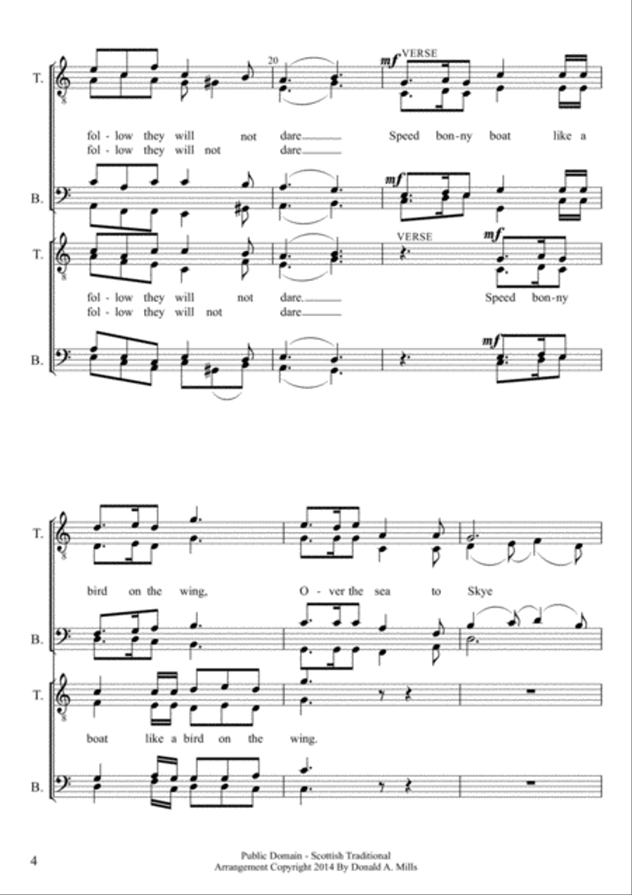 The Skye Boat Song TTBB scores gallery preview page 4