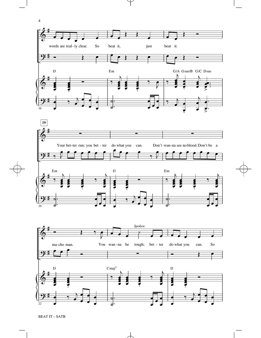 Beat It 4-Part scores gallery preview page 3