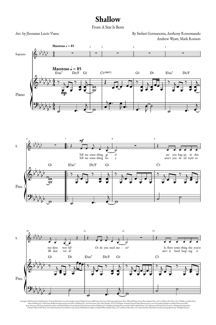 Shallow A Cappella scores gallery preview page 1