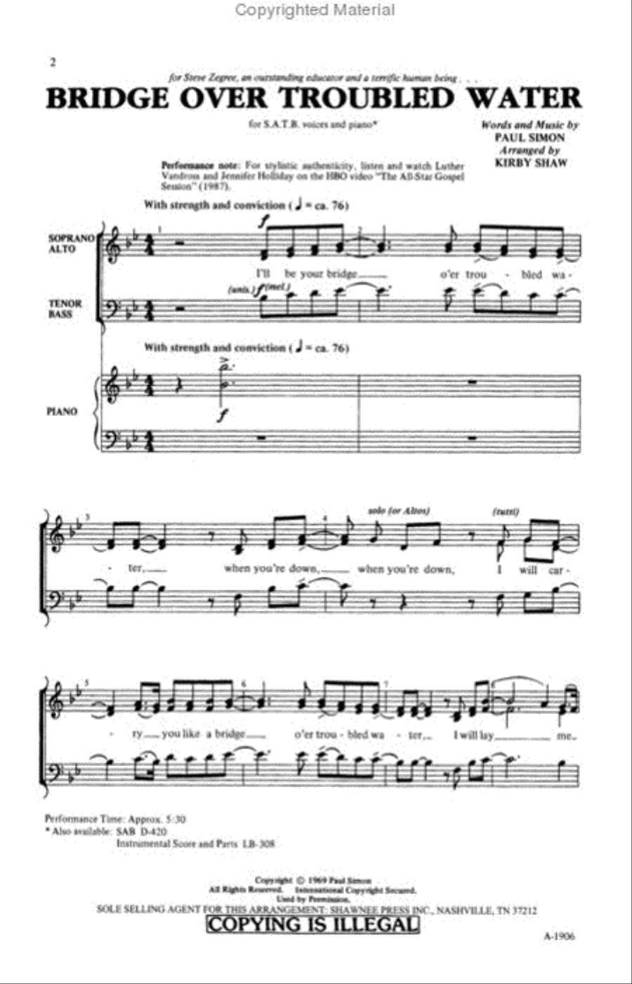 Bridge over Troubled Water 4-Part scores gallery preview page 2