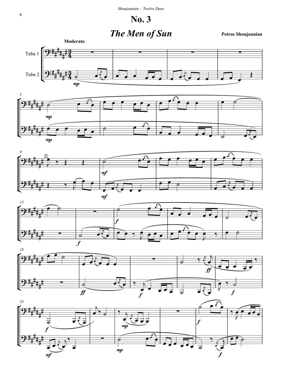 Twelve Duos for Tubas based on Armenian Folk Songs Brass Duet scores gallery preview page 6