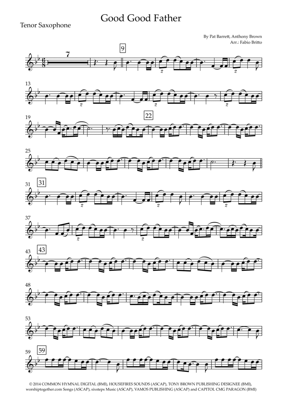 Good Good Father Tenor Saxophone scores gallery preview page 1