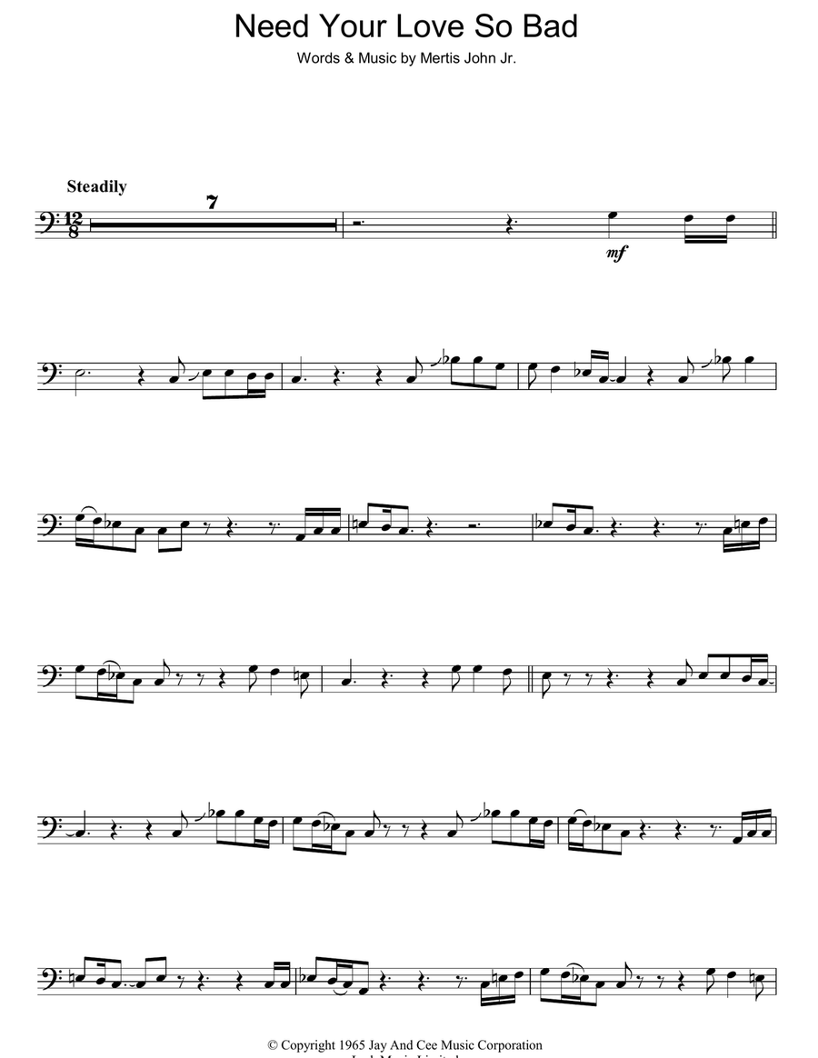 Need Your Love So Bad Bass Voice scores gallery preview page 1