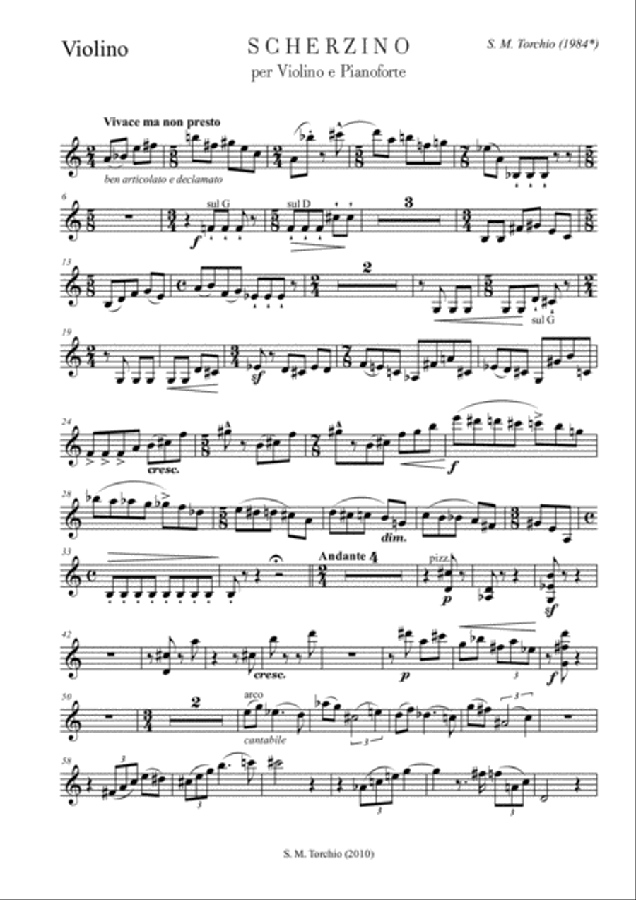 Stefano Maria Torchio: Scherzino - Violin part Violin Solo scores gallery preview page 1