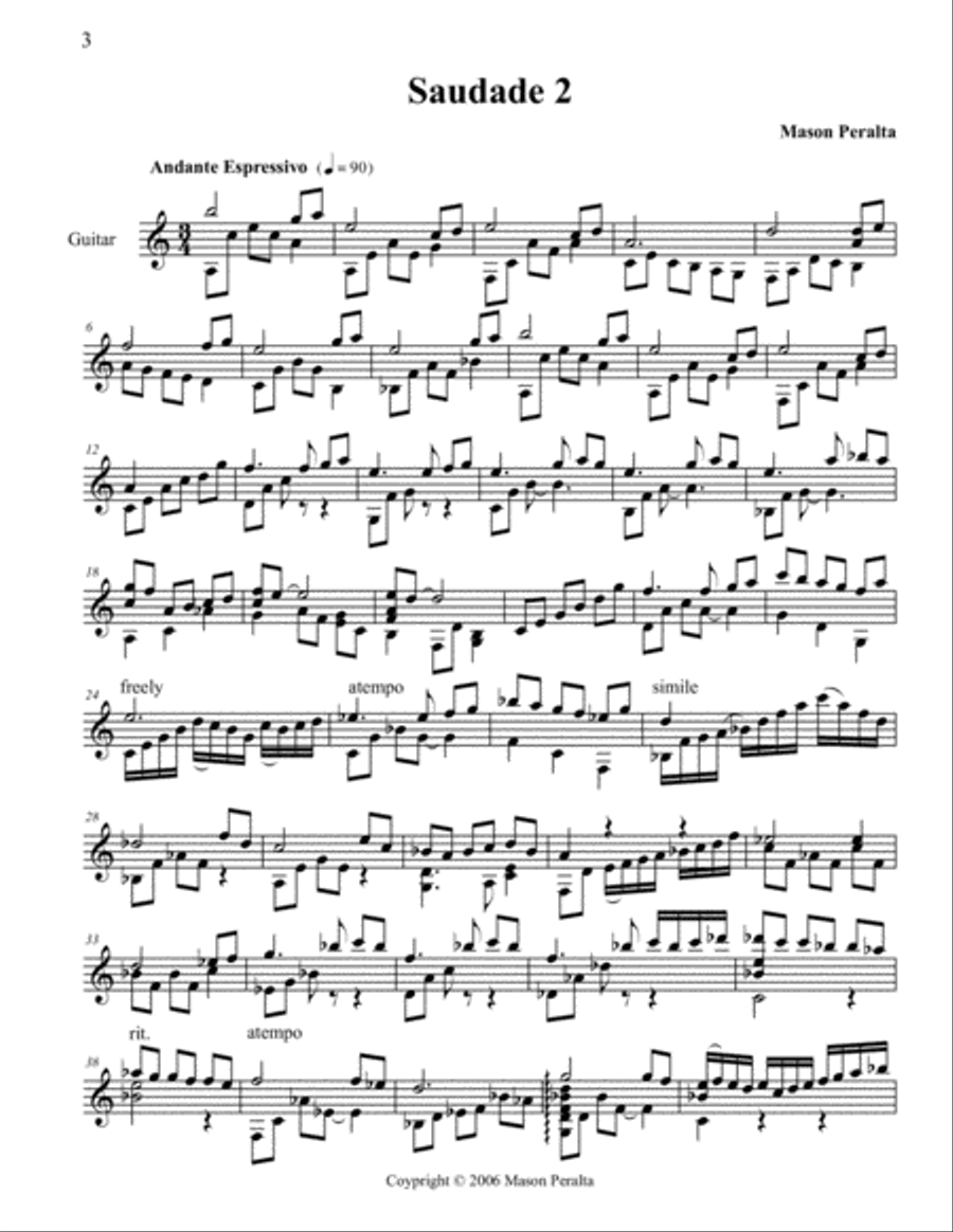 Saudades for Solo Guitar Guitar Solo scores gallery preview page 4