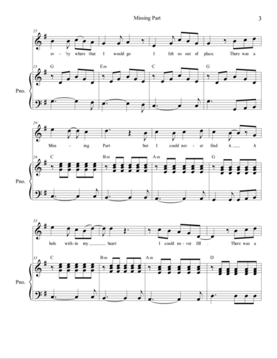 Missing Part Missing Part Piano, Vocal, Guitar scores gallery preview page 5