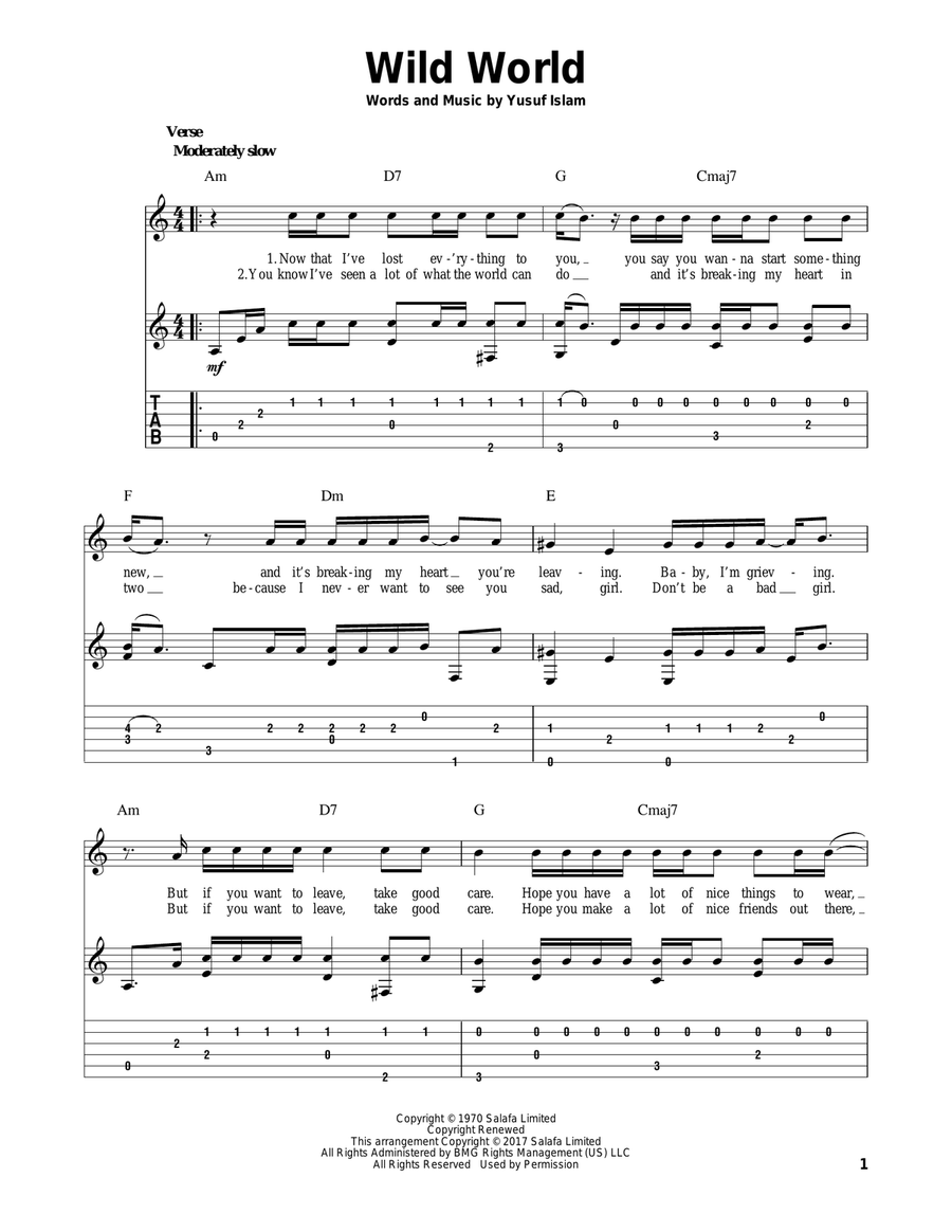 Wild World Acoustic Guitar scores gallery preview page 1