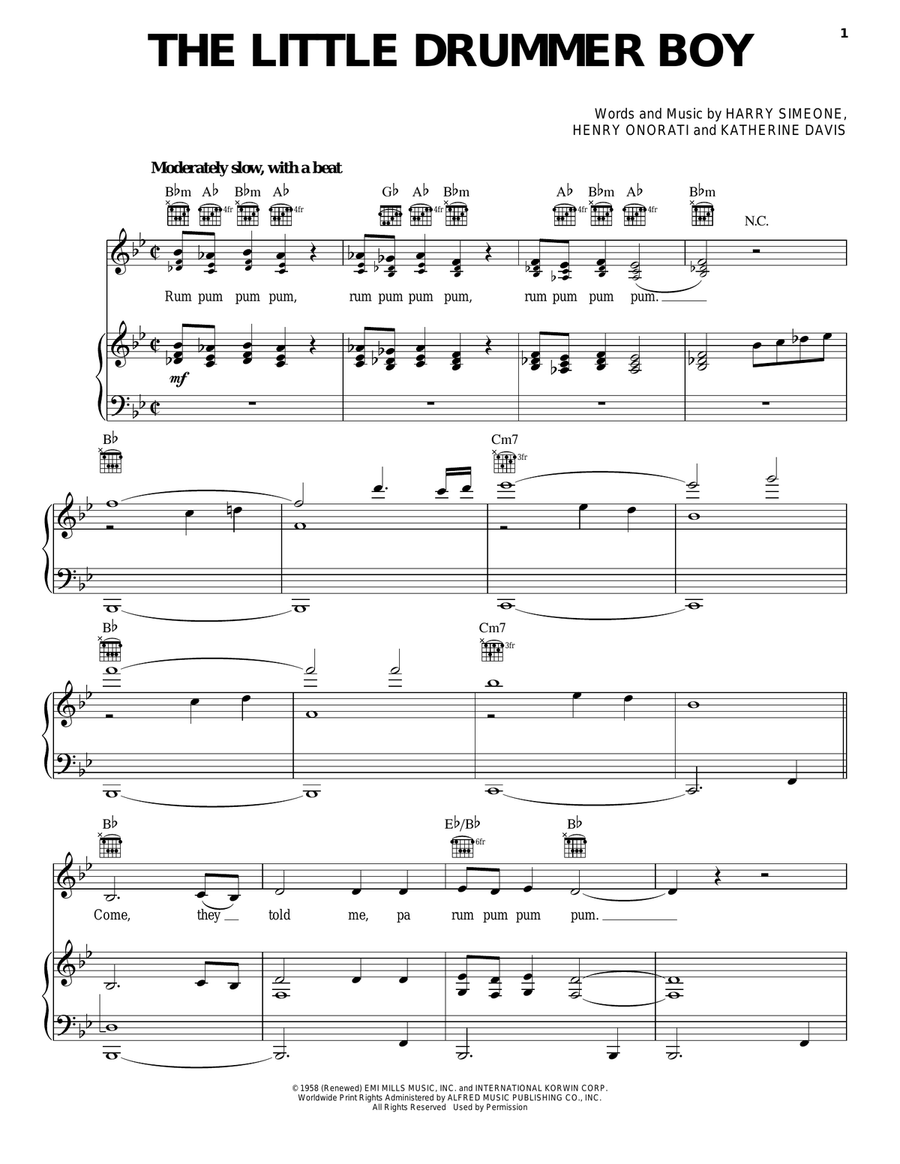 The Little Drummer Boy Guitar scores gallery preview page 1