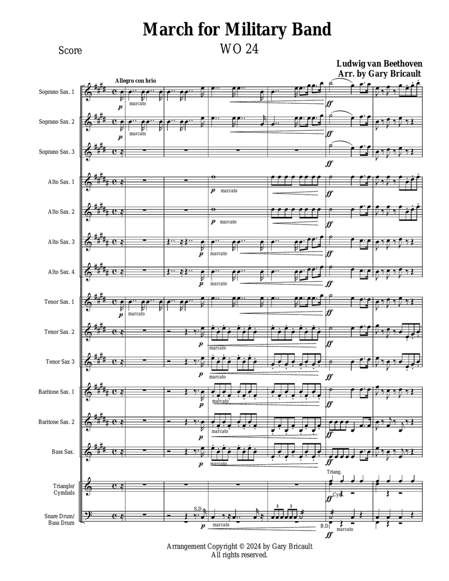 March for Military Band - WO 24 Woodwind Ensemble scores gallery preview page 1