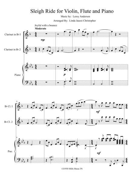 Sleigh Ride for Two Clarinets and Piano image number null