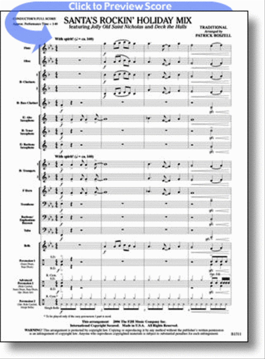 Santa's Rockin' Holiday Mix Concert Band scores gallery preview page 1