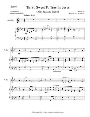 'TIS SO SWEET TO TRUST IN JESUS (Alto Sax/Piano and Sax Part)