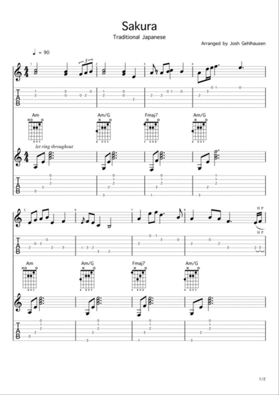 Sakura Acoustic Guitar scores gallery preview page 2
