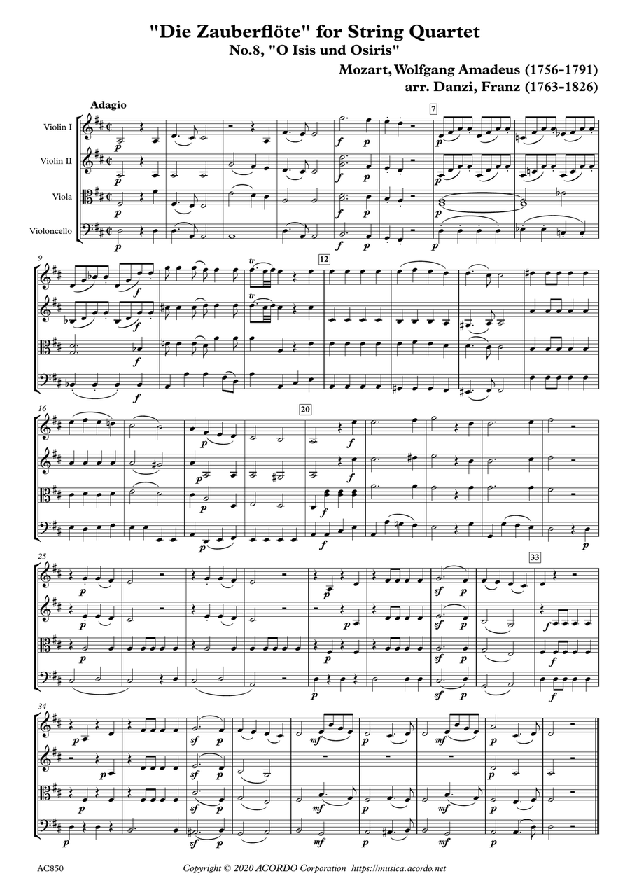 "Die Zauberflöte" for String Quartet, No.8, "O Isis und Osiris" image number null