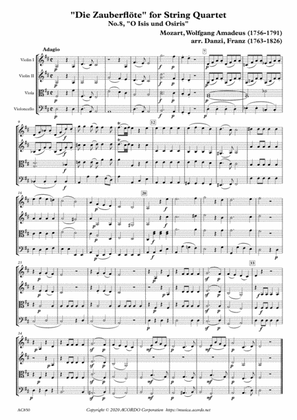 "Die Zauberflöte" for String Quartet, No.8, "O Isis und Osiris"
