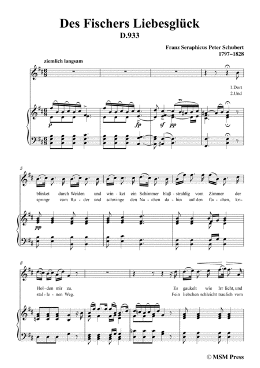 Schubert-Des Fischers Liebesglück,in b minor,D.933,for Voice and Piano Voice Solo scores gallery preview page 3