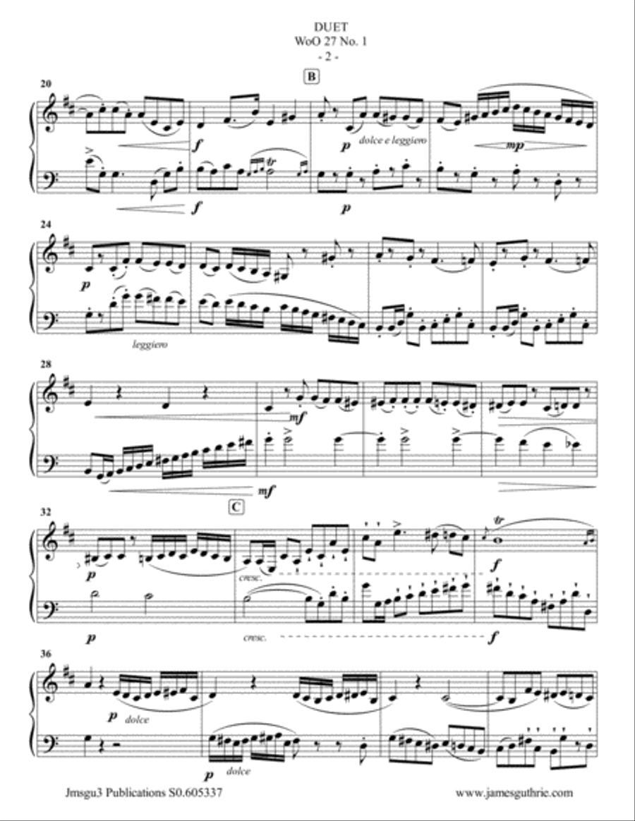 Beethoven: Duet WoO 27 No. 1 for Clarinet & Cello Clarinet scores gallery preview page 2