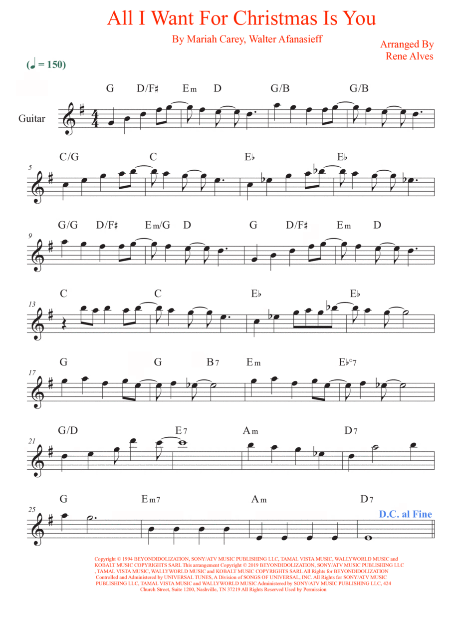 All I Want For Christmas Is You Electric Guitar scores gallery preview page 1