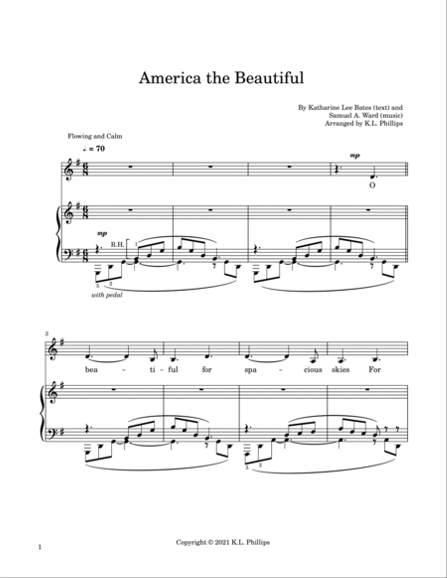 America the Beautiful - Vocal Solo with Piano Accompaniment Voice Solo scores gallery preview page 2