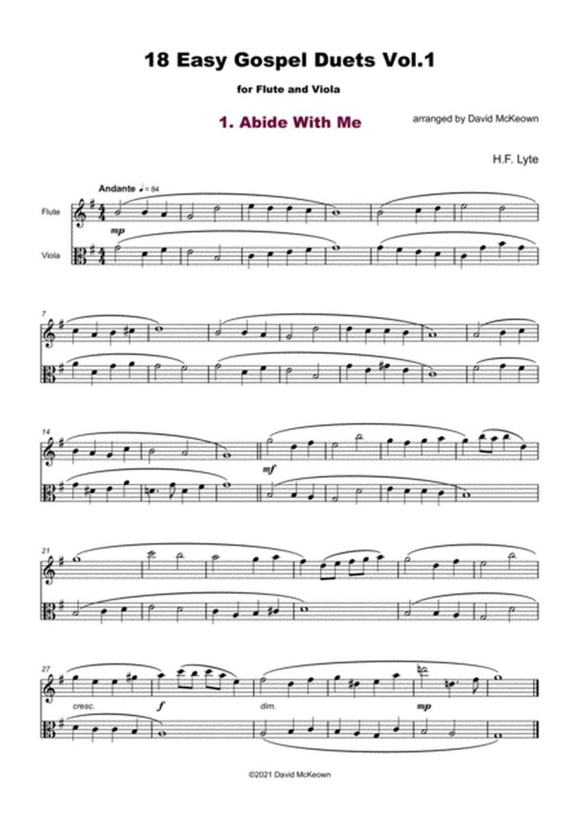 18 Easy Gospel Duets Vol.1 for Flute and Viola