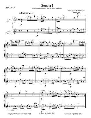 Book cover for Sammartini: Sonata Op.1 No.1 for Alto Flute Duo