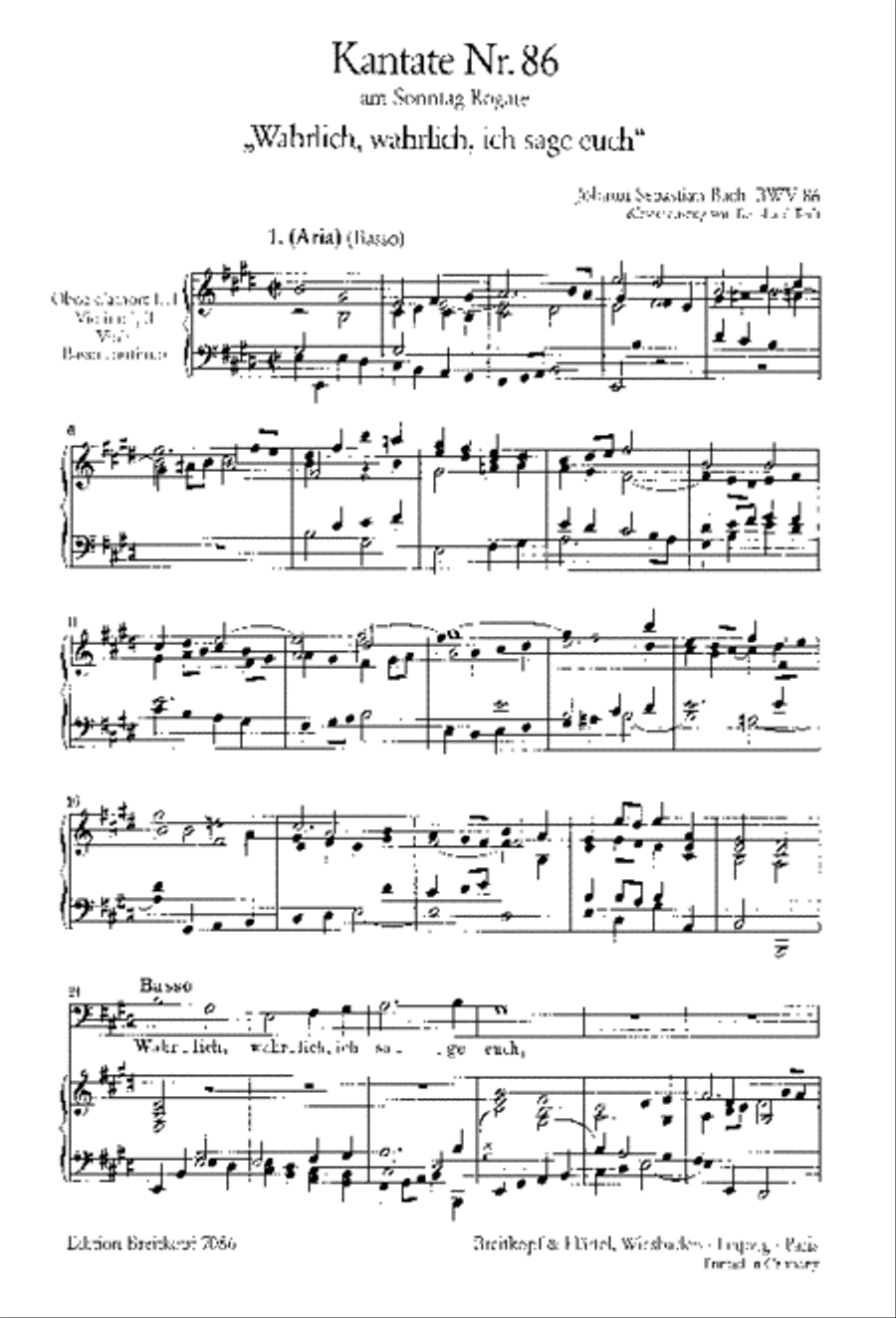 Cantata BWV 86 “Wahrlich, wahrlich, ich sage euch” ATB scores gallery preview page 2