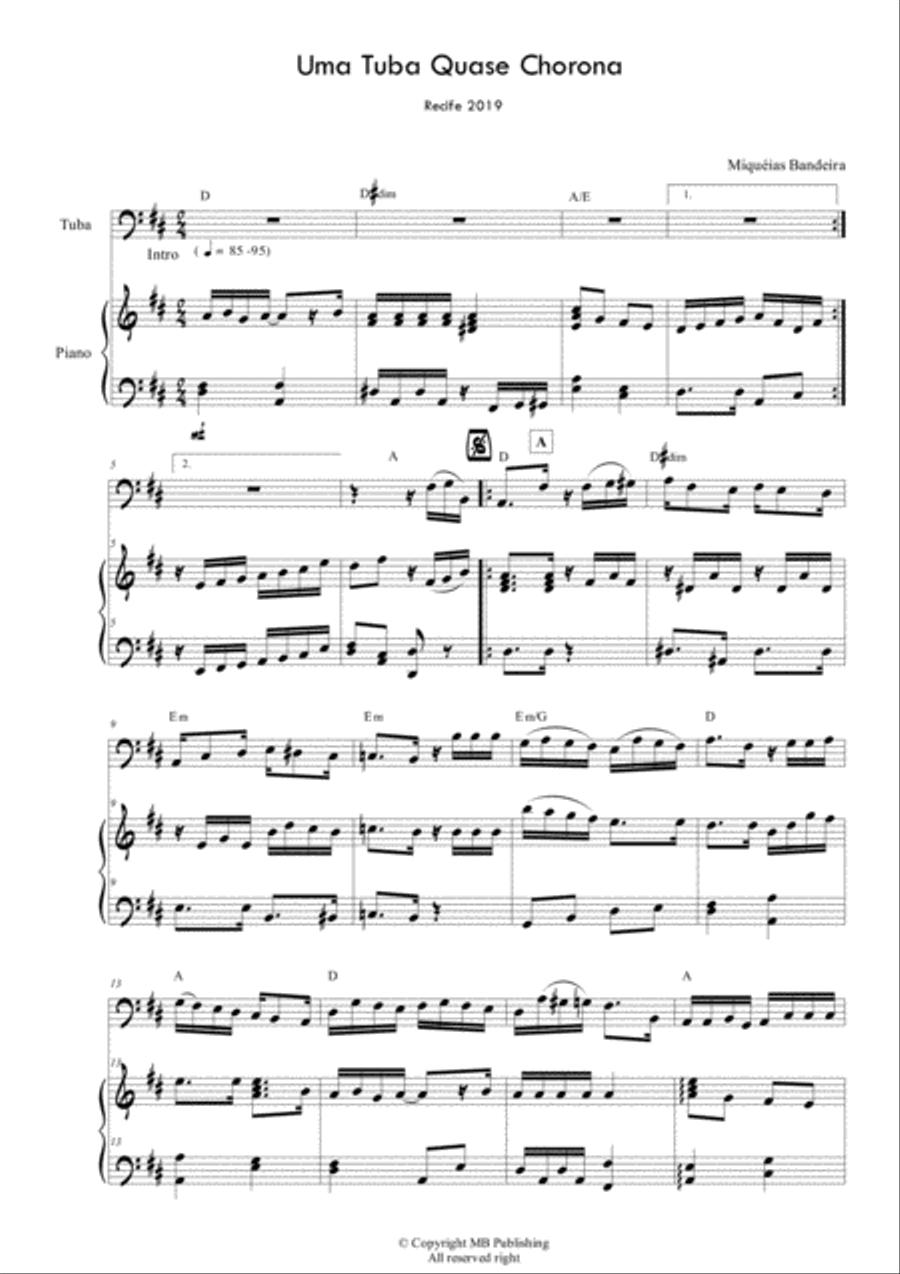 Uma tuba quase Chorona Brass Duet scores gallery preview page 5