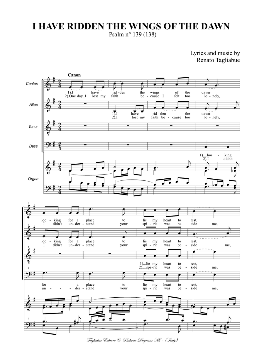 I HAVE RIDDEN THE WINGS OF THE DAWN - For SATB Choir and Organ 4-Part scores gallery preview page 2