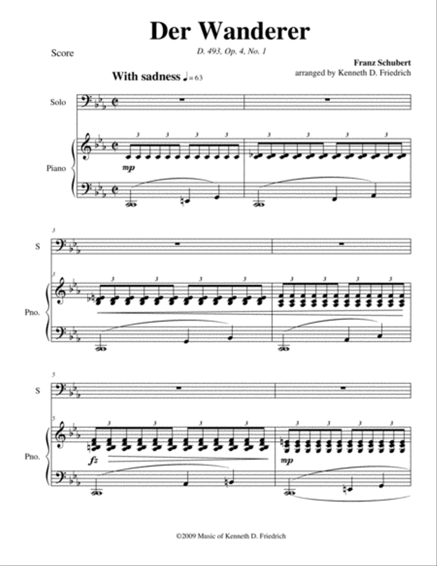 Der Wanderer Bassoon scores gallery preview page 1