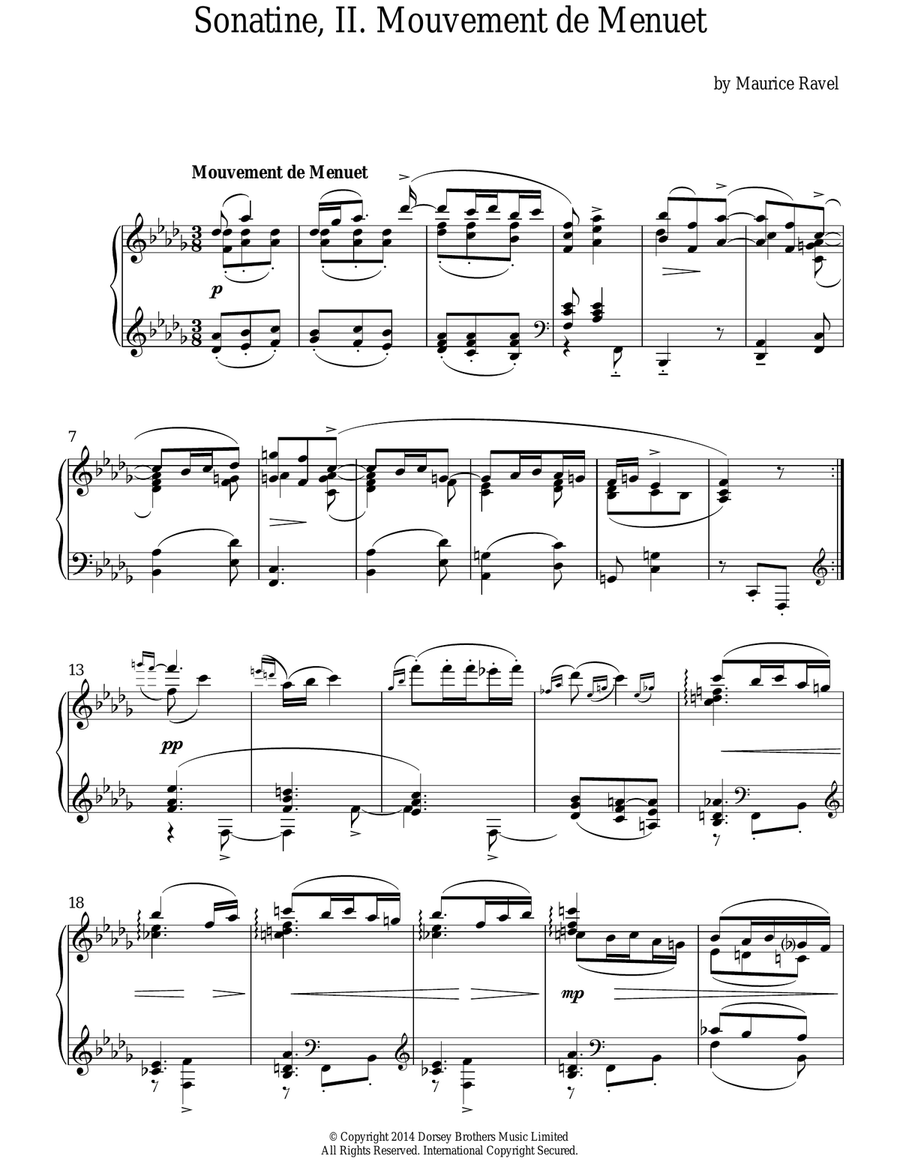 Sonatine, 2nd Movement Piano Solo scores gallery preview page 1