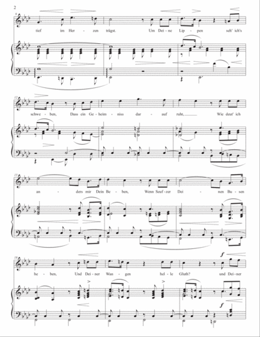 SJÖGREN: Du schaust mich an mit stummen Fragen, Op. 12 no. 1 (transposed to A-flat major) Voice scores gallery preview page 3
