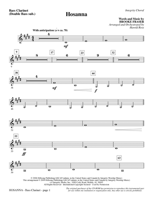 Hosanna - Bass Clarinet (sub. dbl bass)