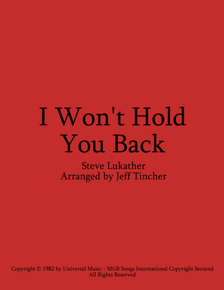 Book cover for I Won't Hold You Back