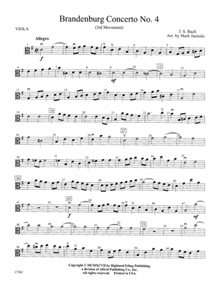 Book cover for Brandenburg Concerto No. 4 (3rd Movement): Viola