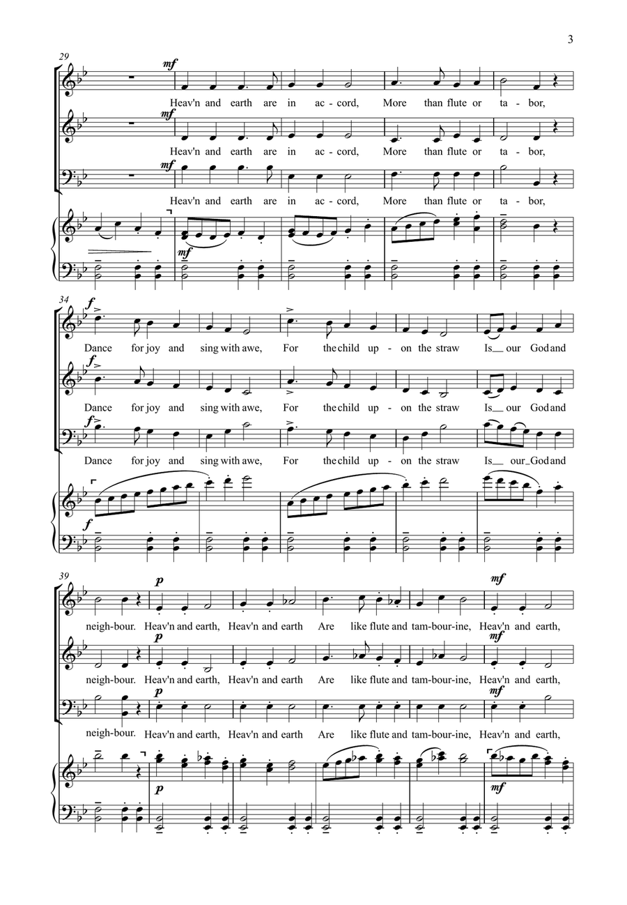 All in Tune: Christmas Carol for mixed voices (S A Bar) and keyboard 3-Part scores gallery preview page 4
