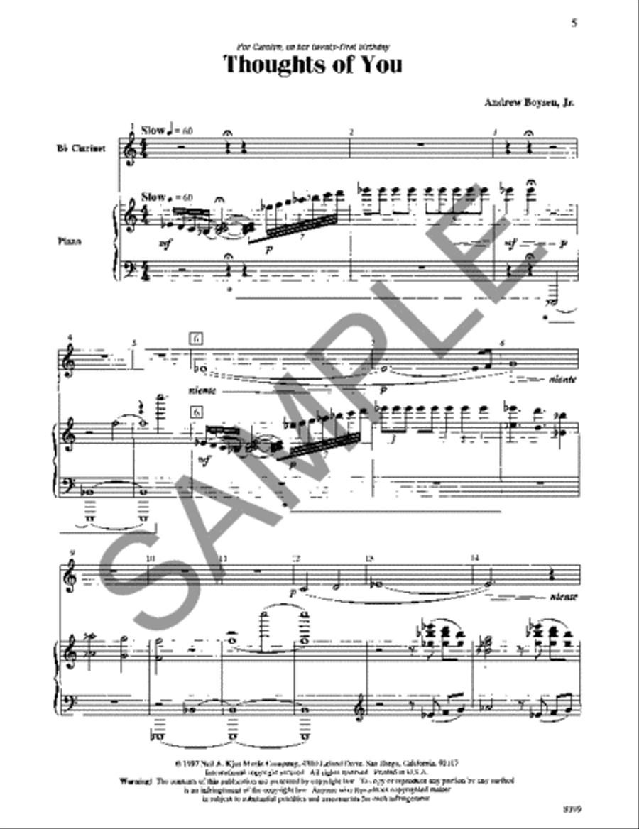 Thoughts of You Thoughts of You Clarinet Solo scores gallery preview page 2