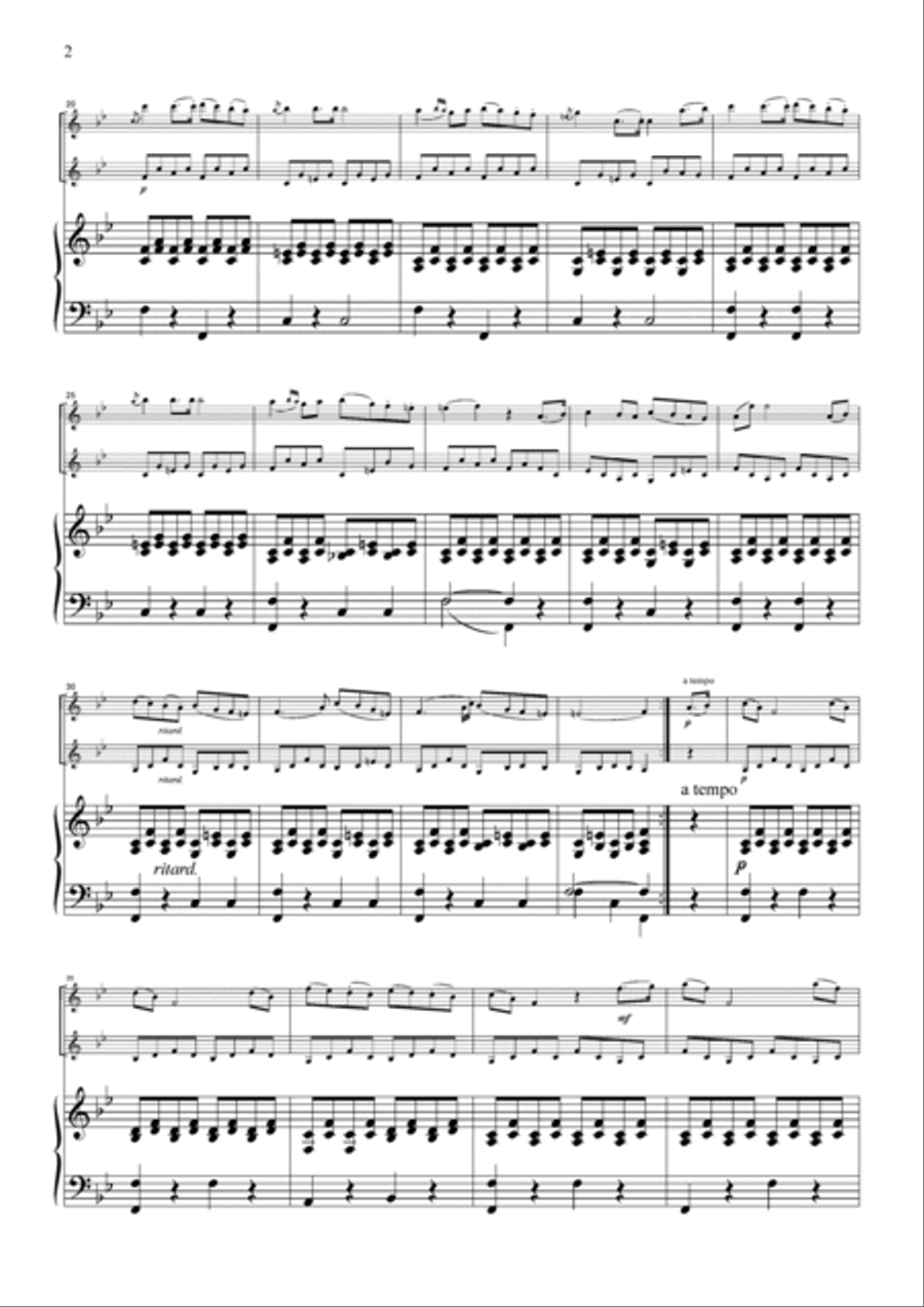 Haydn Serenade (String Quartet No.17, 2nd mvt.), for 2 Violins & Piano, VN213 Piano Trio scores gallery preview page 2