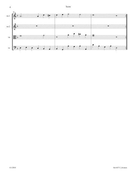 Handel: Suite No. 4 in D minor (HWV 437) - Sarabande; arranged for String Quartet image number null