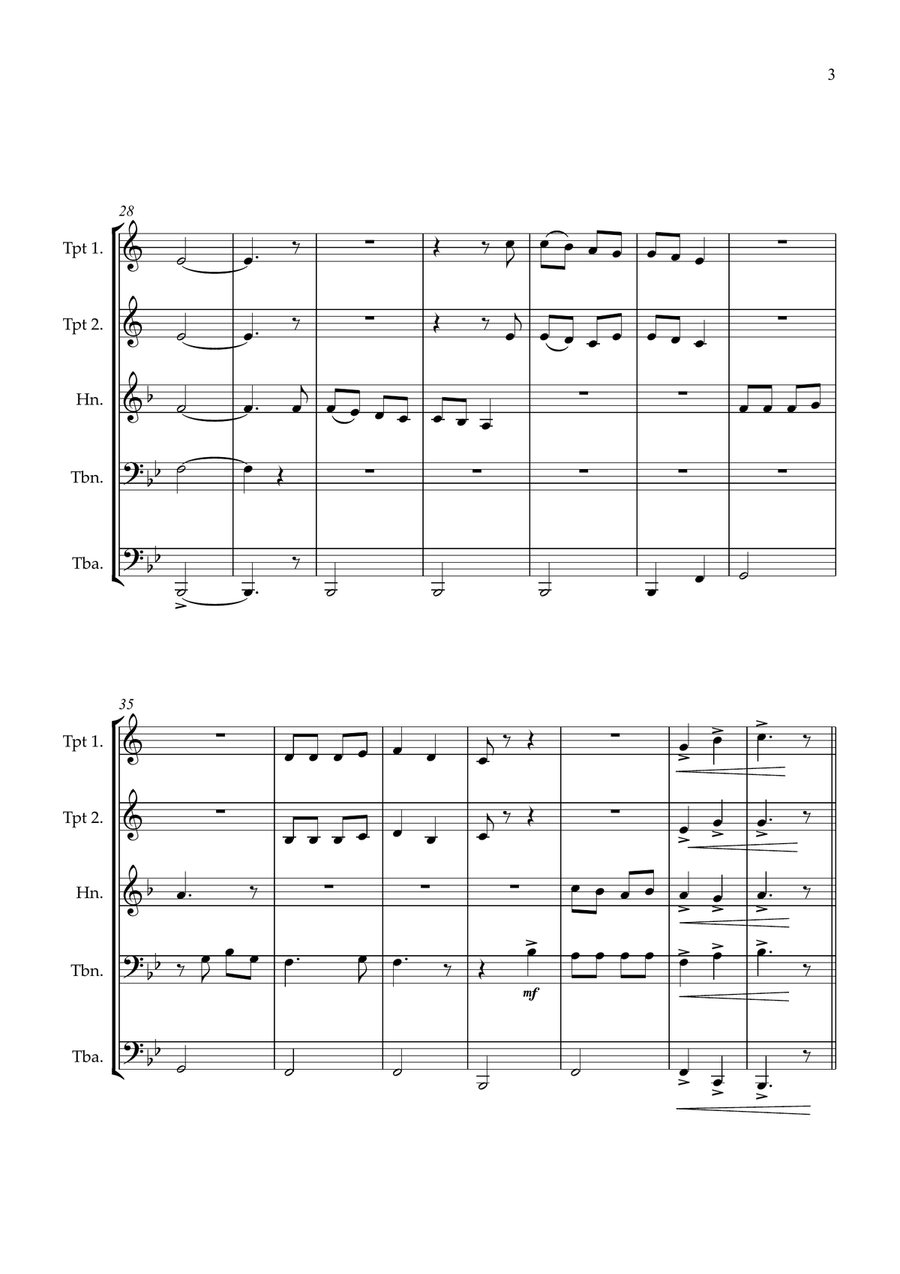 Joy To The World brass quintet easy intermediate Brass Quintet scores gallery preview page 3