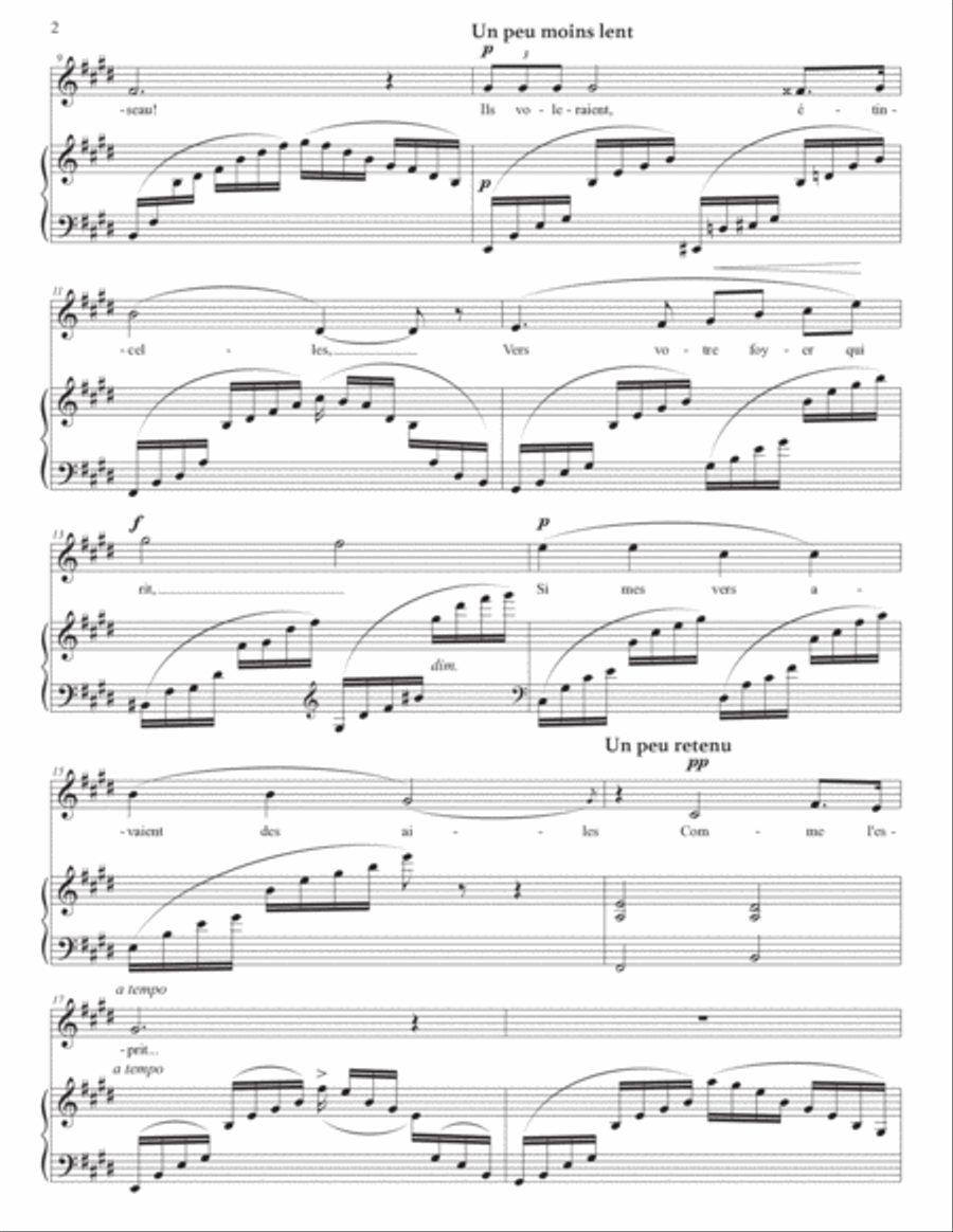 HAHN: Si mes vers avaient des ailes (transposed to E major and E-flat major) Voice scores gallery preview page 3