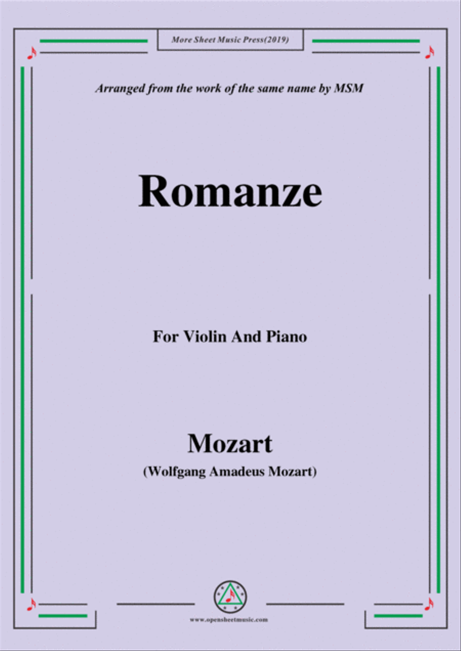 Mozart-Romanze,for Violin and Piano Violin Solo scores gallery preview page 1