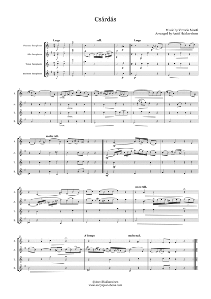 Czardas - Saxophone Quartet Czardas - Saxophone Quartet Saxophone Quartet scores gallery preview page 2