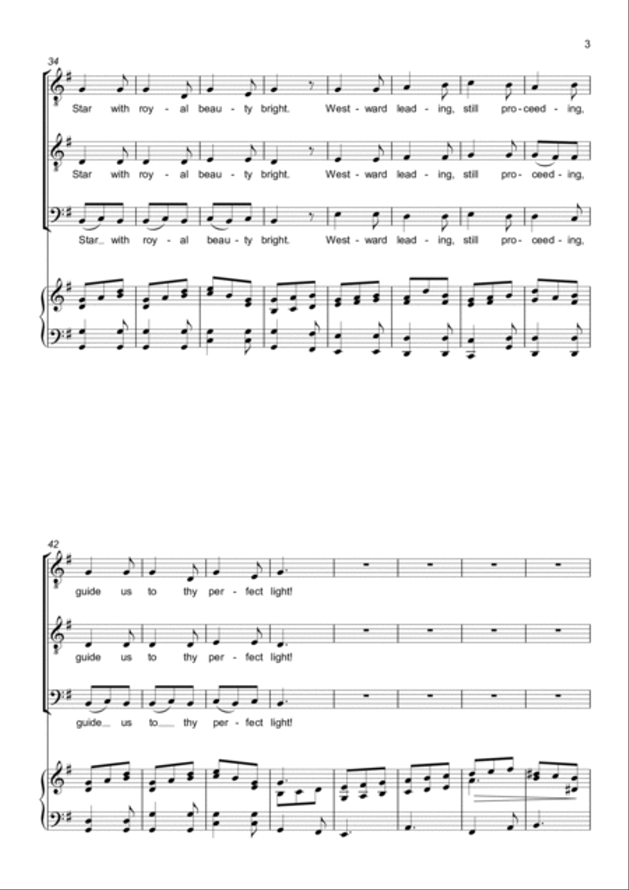We Three Kings of Orient are - Three part choir (TTB) - Lower Voices TTB scores gallery preview page 3