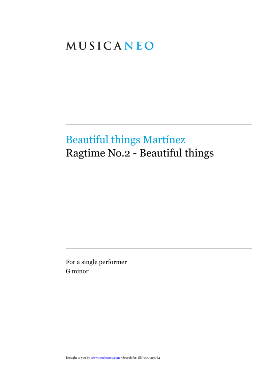 Ragtime No.2-Beautiful things Op.5 No.37 Piano Solo scores gallery preview page 1