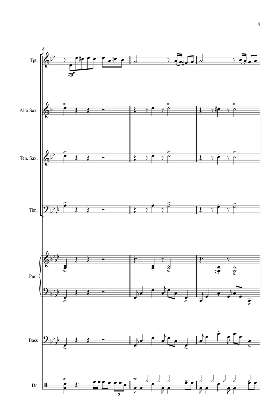 Fur Elise - in a Jazz Style - for Flexible Jazz Combo Jazz Ensemble scores gallery preview page 5