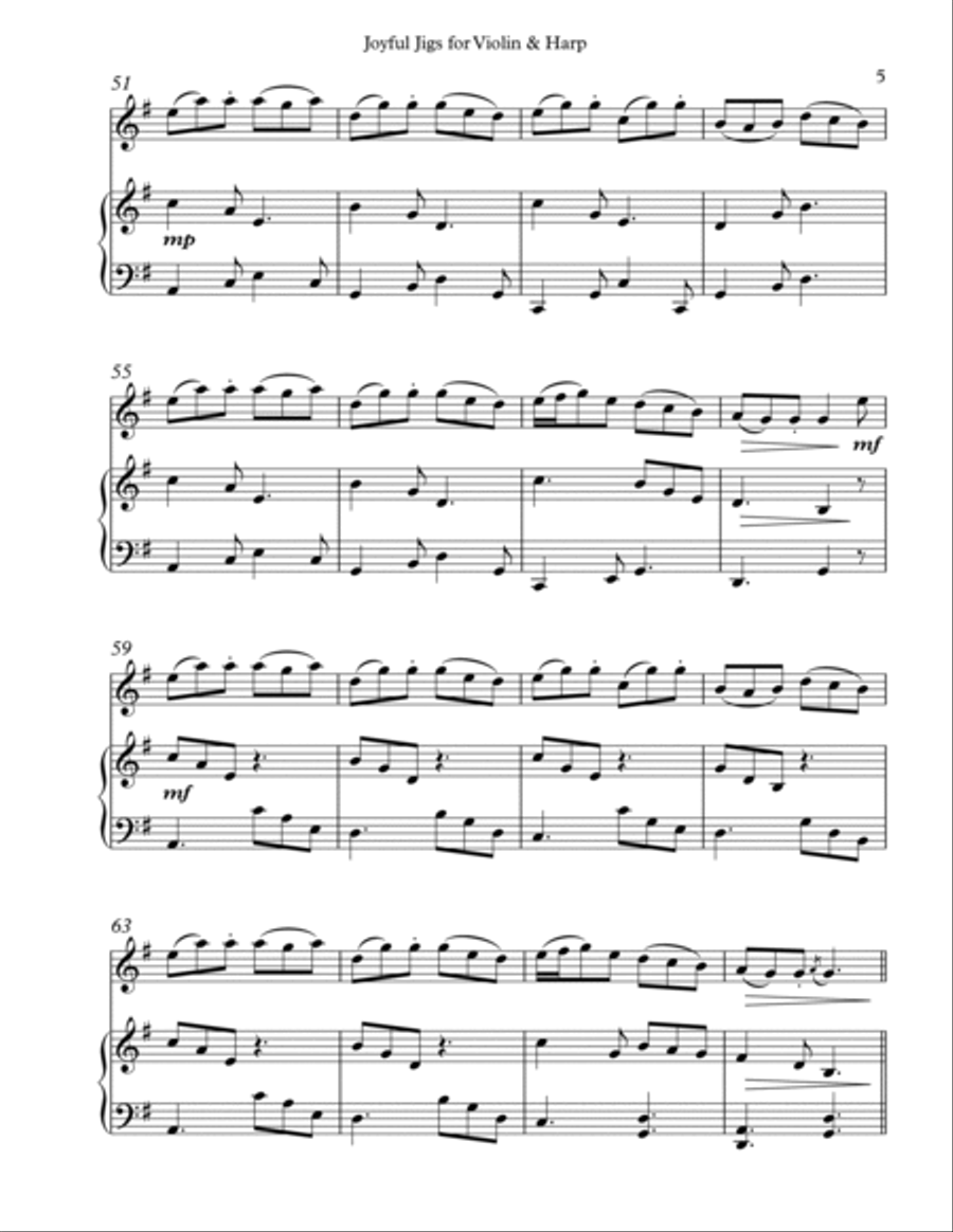 Joyful Jigs, Duet for Violin and Harp String Duet scores gallery preview page 5