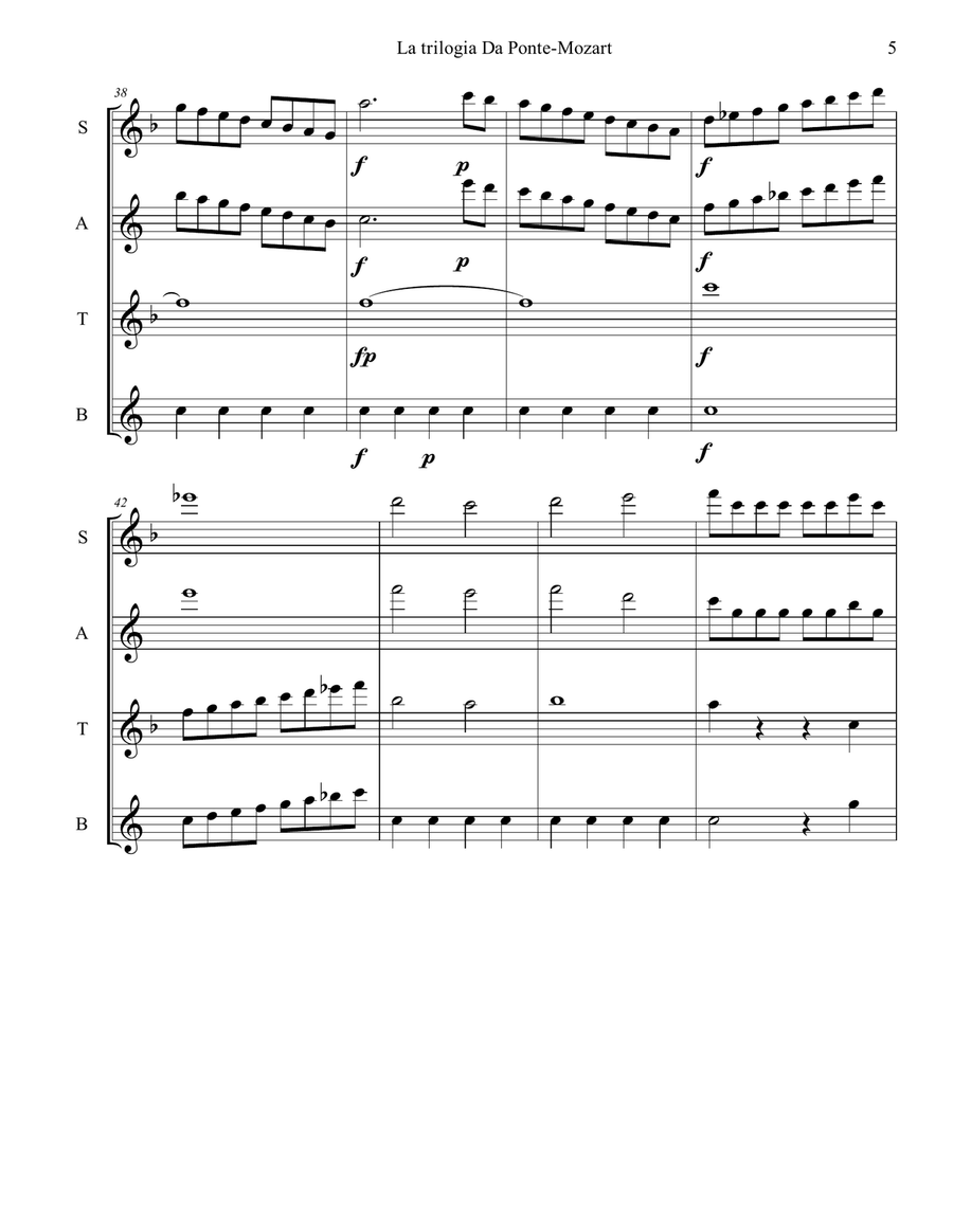 Trilogia Mozart - Da Ponte per quartetto di sassofoni Saxophone Quartet scores gallery preview page 5